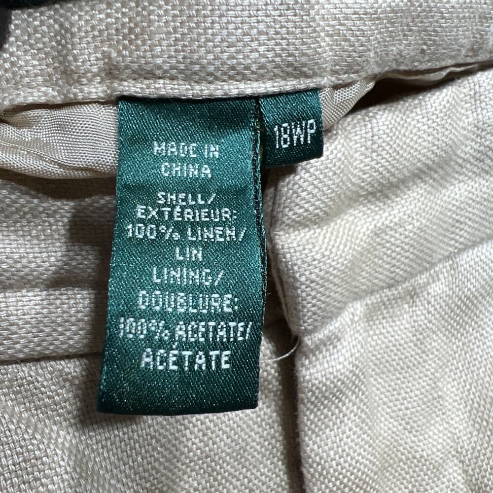 Lauren Ralph Lauren 100% Linen Dress Pants Beige Womens Size 18WP (READ) - Picture 8 of 13